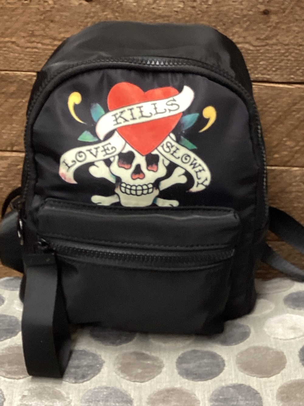 Ed Hardy by Christian Audigier Love Kills Slowly Mini Backpack Black